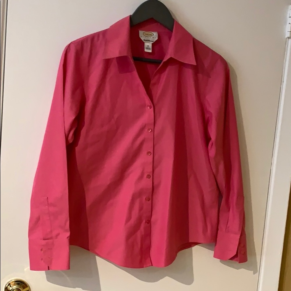 Talbots Petite hot pink button down shirt Size 10